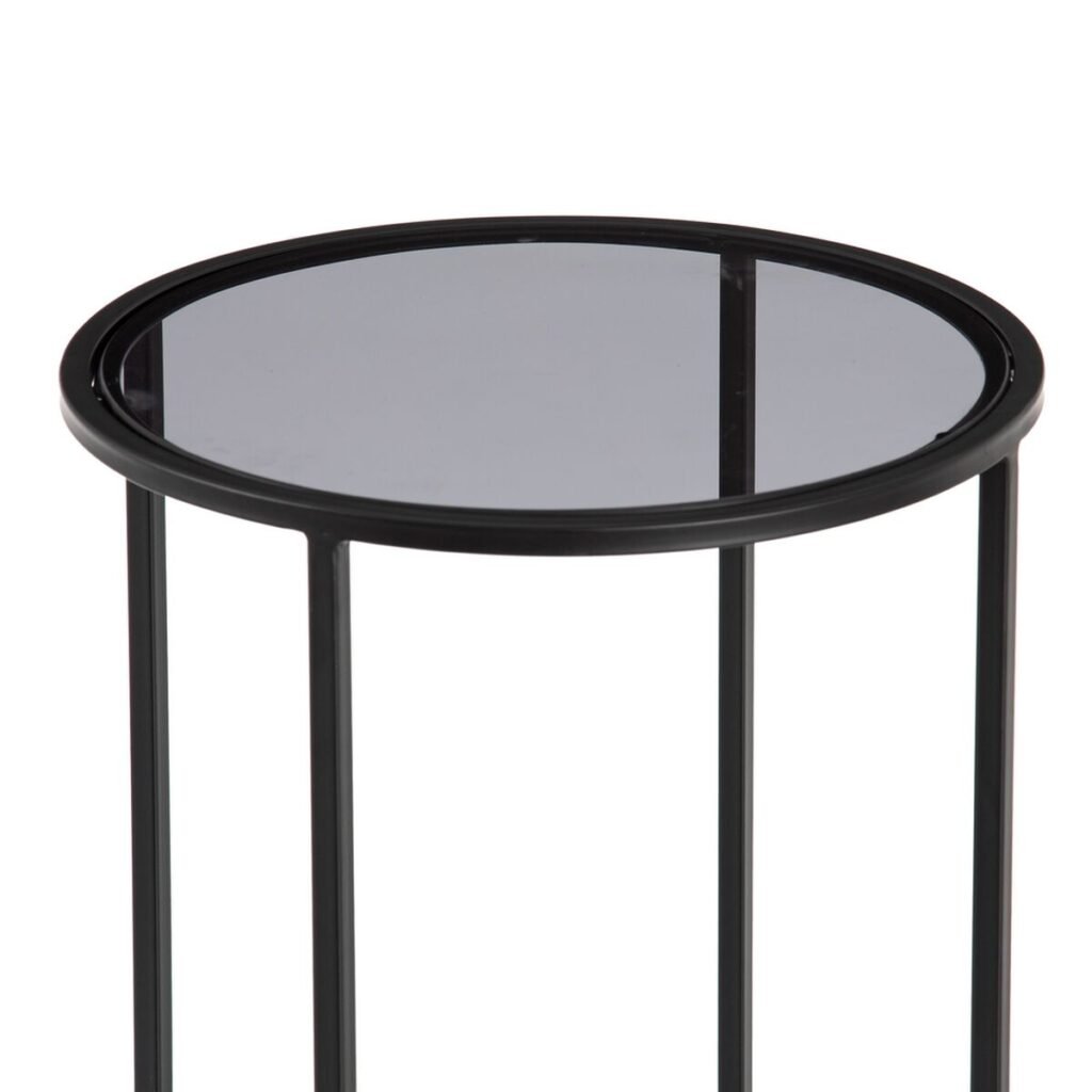 Βοηθητικό Τραπέζι Κρυστάλλινο Μαύρο Μέταλλο 40 x 40 x 65 cm