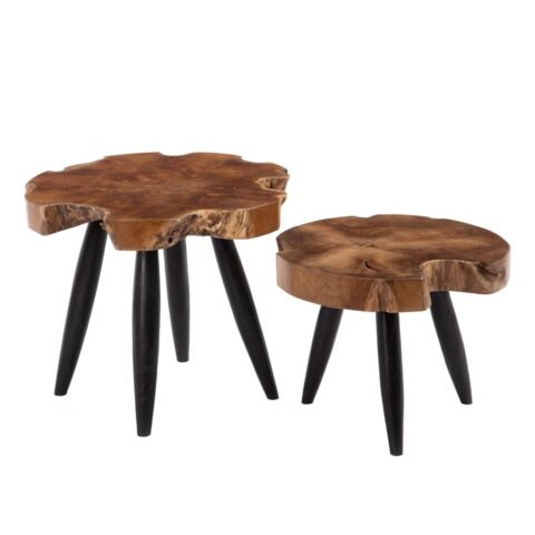 Βοηθητικό Τραπέζι Φυσικό Μαύρο ξύλο teak 60 x 60 x 50 cm