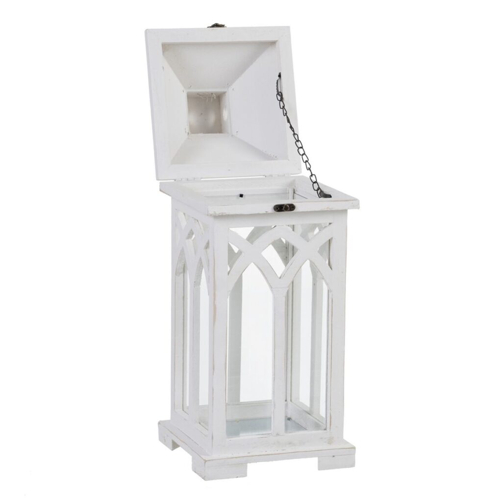 Lanterne Κηροπήγιο Λευκό Κρυστάλλινο ξύλο ελάτου 28 x 28 x 70 cm (x2)