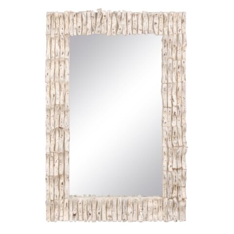 Τοίχο καθρέφτη 60 x 8 x 90 cm ξύλο teak Λευκό