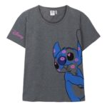 Γυναικεία Μπλούζα με Κοντό Μανίκι Stitch Σκούρο γκρίζο