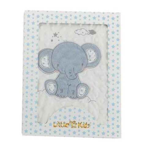 Κουβέρτα για Mωρό Ελέφαντας Μπλε Κέντημα Διπλή όψη 100 x 75 cm