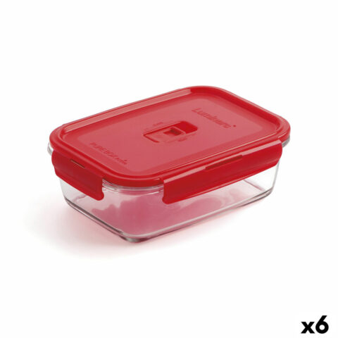 Ερμητικό Κουτί Γεύματος Luminarc Pure Box Κόκκινο 16 x 11 cm 820 ml Γυαλί (x6)