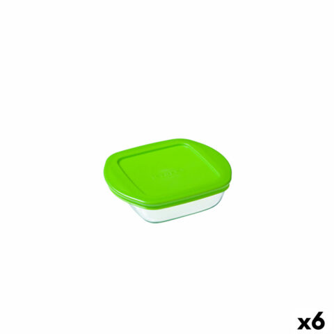 Τετράγωνο Τάπερ με Καπάκι Pyrex Cook & Store Πράσινο 350 ml 14 x 12 x 4 cm Σιλικόνη Γυαλί (x6)