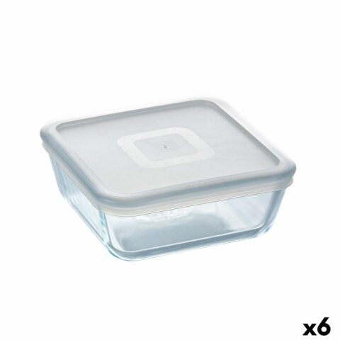 Τετράγωνο Τάπερ με Καπάκι Pyrex Cook&freeze 850 ml 14 x 14 cm Διαφανές Γυαλί Σιλικόνη (x6)