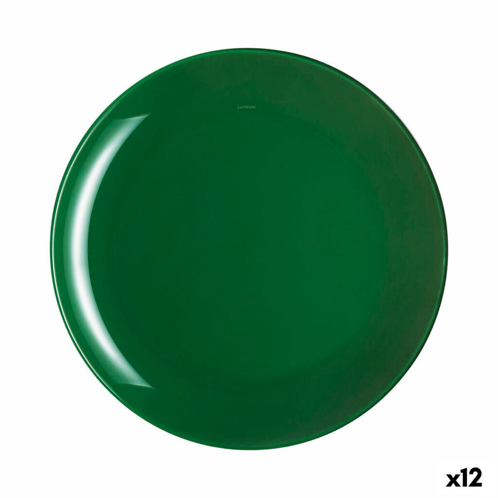 Flatplater Luminarc Arty Πράσινο Γυαλί (Ø 26 cm) (12 Μονάδες)
