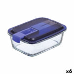 Ερμητικό Κουτί Γεύματος Luminarc Easy Box Μπλε Γυαλί (x6) (820 ml)