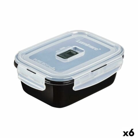 Ερμητικό Κουτί Γεύματος Luminarc Pure Box Μαύρο 820 ml Γυαλί (x6)