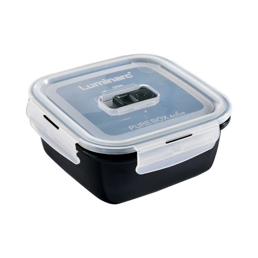 Ερμητικό Κουτί Γεύματος Luminarc Pure Box 760 ml Μαύρο Γυαλί (x6)
