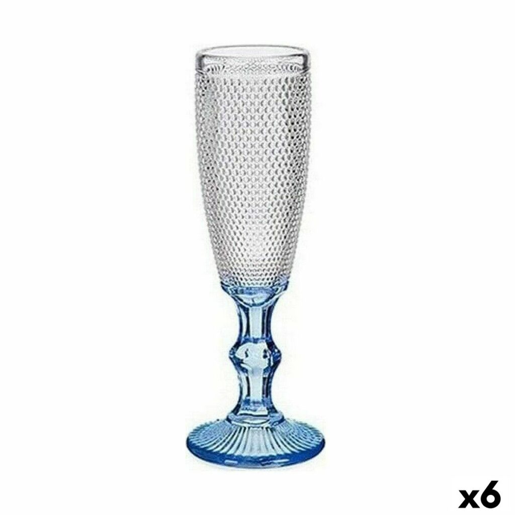 Ποτήρι για σαμπάνια Πόντοι Μπλε Διαφανές Γυαλί x6 (180 ml)