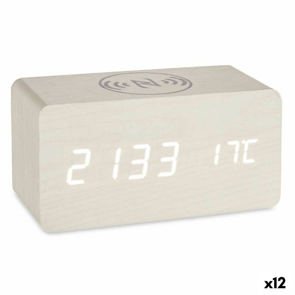 Επιτραπέζιο Ψηφιακό Ρολόι Λευκό PVC Ξύλο MDF (15 x 7