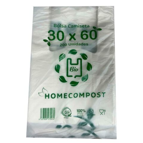 Τσάντα για ψώνια 200 Μονάδες Βιοδιασπάσιμο Λευκό 30 x 60 cm