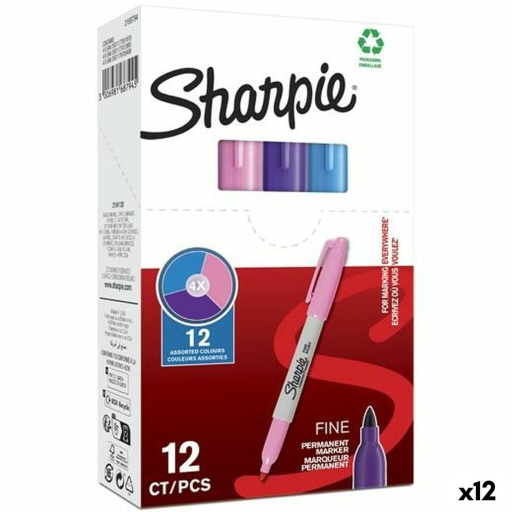 Μόνιμος δείκτης Sharpie Μωβ Ροζ Τυρκουάζ (12 Μονάδες)