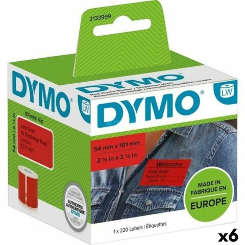 Ρολό Ετικετών Dymo Label Writer 54 x 7 mm Κόκκινο 220 Τεμάχια (x6)