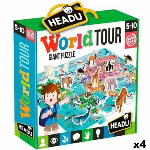 Παιχνίδι Προσχολική Εκπαίδευση HEADU World Tour Giant Puzzle Animals 3D (4 Μονάδες) (108 Τεμάχια)
