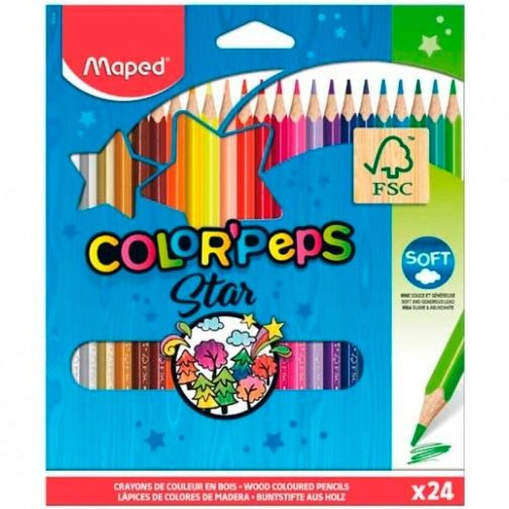 Χρωματιστά μολύβια Maped Color' Peps Star Πολύχρωμο 24 Τεμάχια (12 Μονάδες)