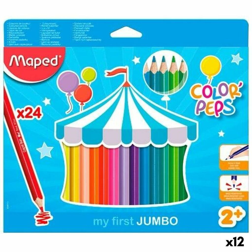 Χρωματιστά μολύβια Maped Jumbo Color' Peps Πολύχρωμο 24 Τεμάχια (12 Μονάδες)