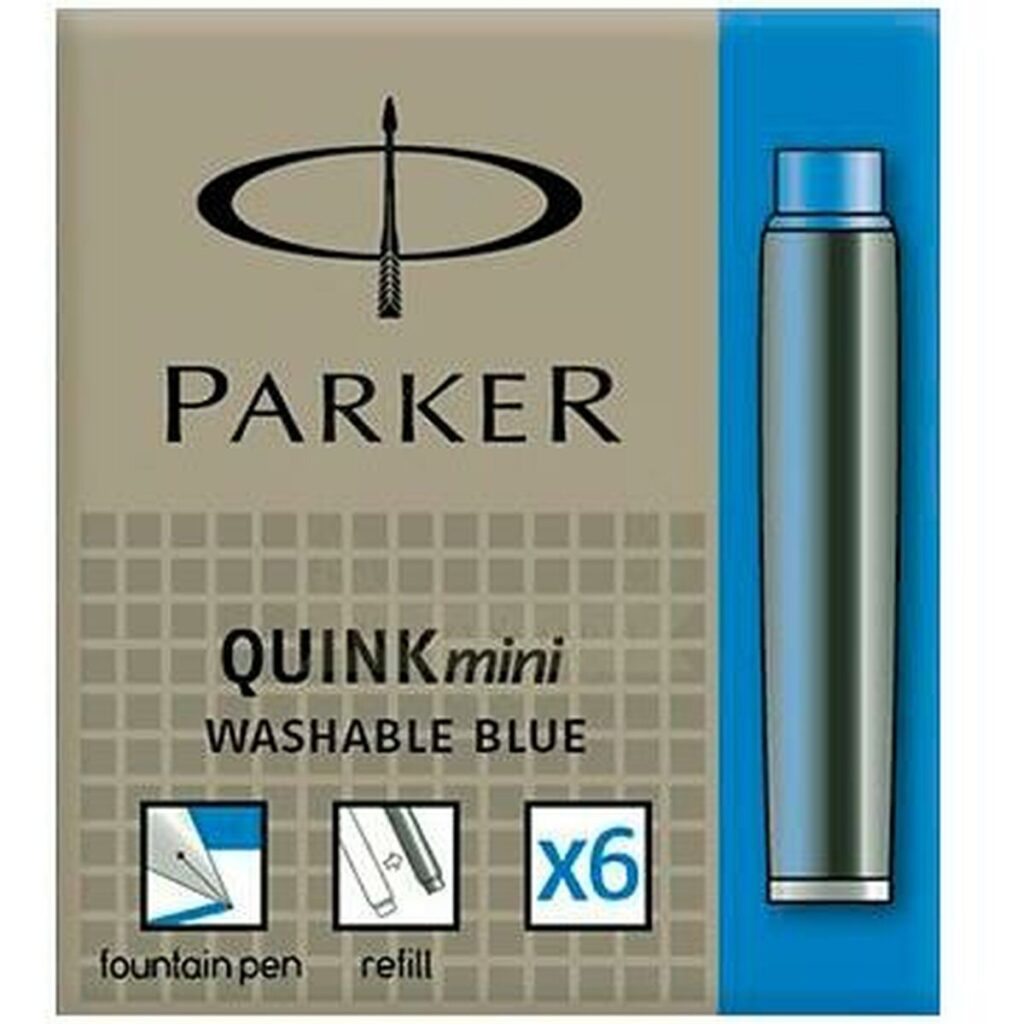 Ανταλλακτικό μελάνι για πένα Parker Quink Mini 6 Τεμάχια Μπλε (30 Μονάδες)