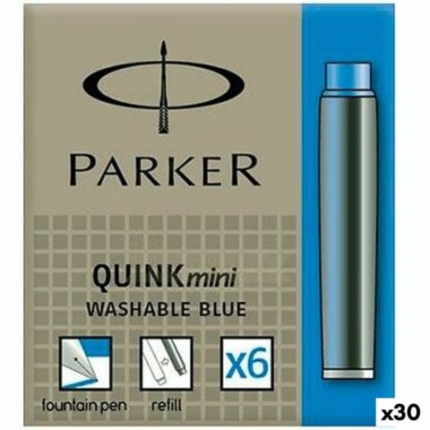 Ανταλλακτικό μελάνι για πένα Parker Quink Mini 6 Τεμάχια Μπλε (30 Μονάδες)