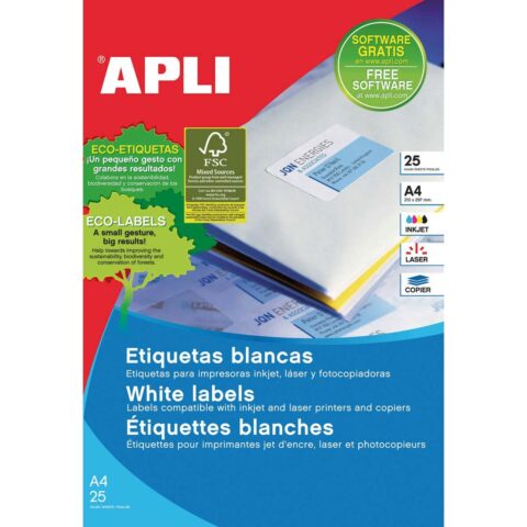 Ετικέτες για Εκτυπωτή Apli Λευκό 25 Φύλλα 63