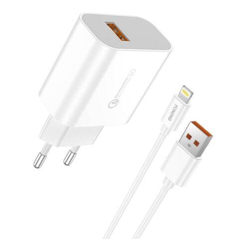 Fast charger Foneng 1x USB QC3.0 EU46 + USB Lightning cable