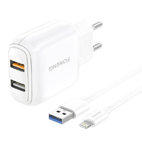 Fast charger Foneng 2x USB EU36 + USB Lightning cable