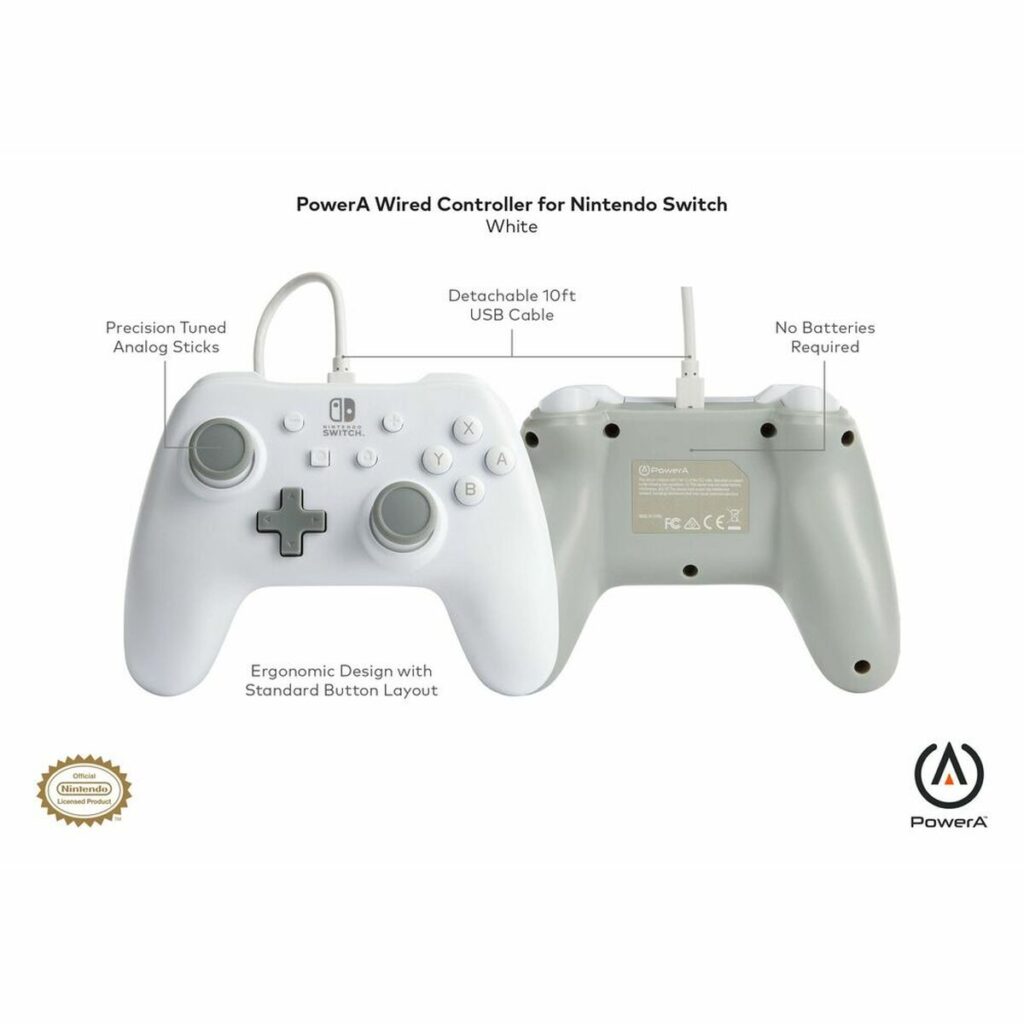 Τηλεχειριστήριο για Gaming Powera Wired Λευκό Nintendo Switch