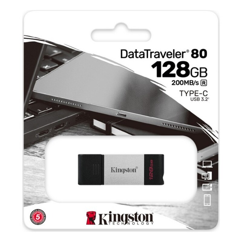 Στικάκι USB Kingston DT80/128GB 128 GB USB-C Μαύρο 128 GB