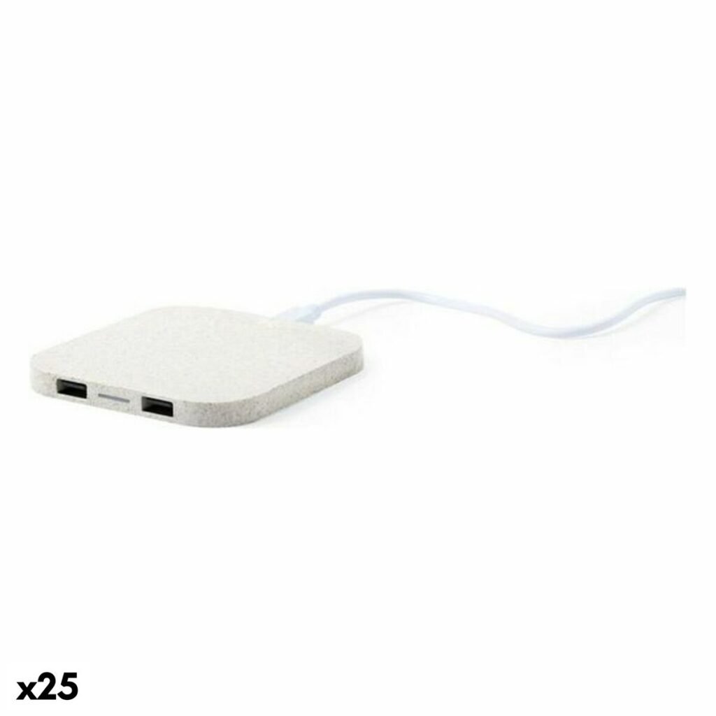 Ασύρματος Φορτιστής Qi με θύρες USB 146534 ABS Καλάμι σιταριού (25 Μονάδες)