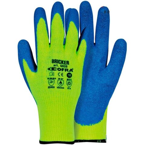 Γάντια Εργασίας Cofra Bricker Μπλε Κίτρινο Ακρυλικό Λατέξ Λαμπτήρες φθορισμού