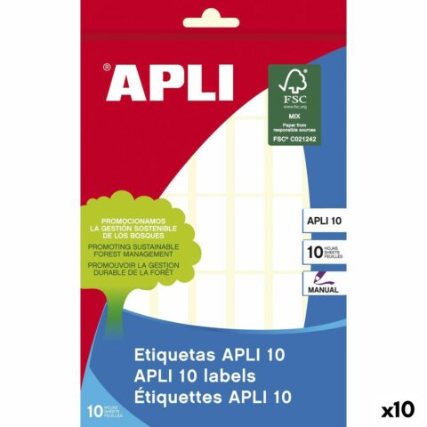 Κολλητικές ετικέτες Apli APLI 10 Λευκό χαρτί 10 Φύλλα 12 x 30 mm (x10)