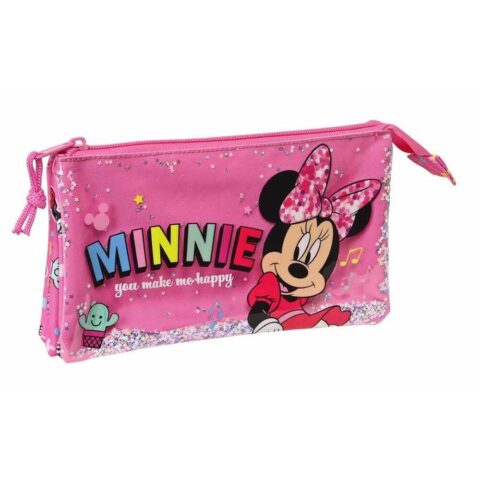 Τριπλή Κασετίνα Minnie Mouse Lucky Ροζ (22 x 12 x 3 cm)