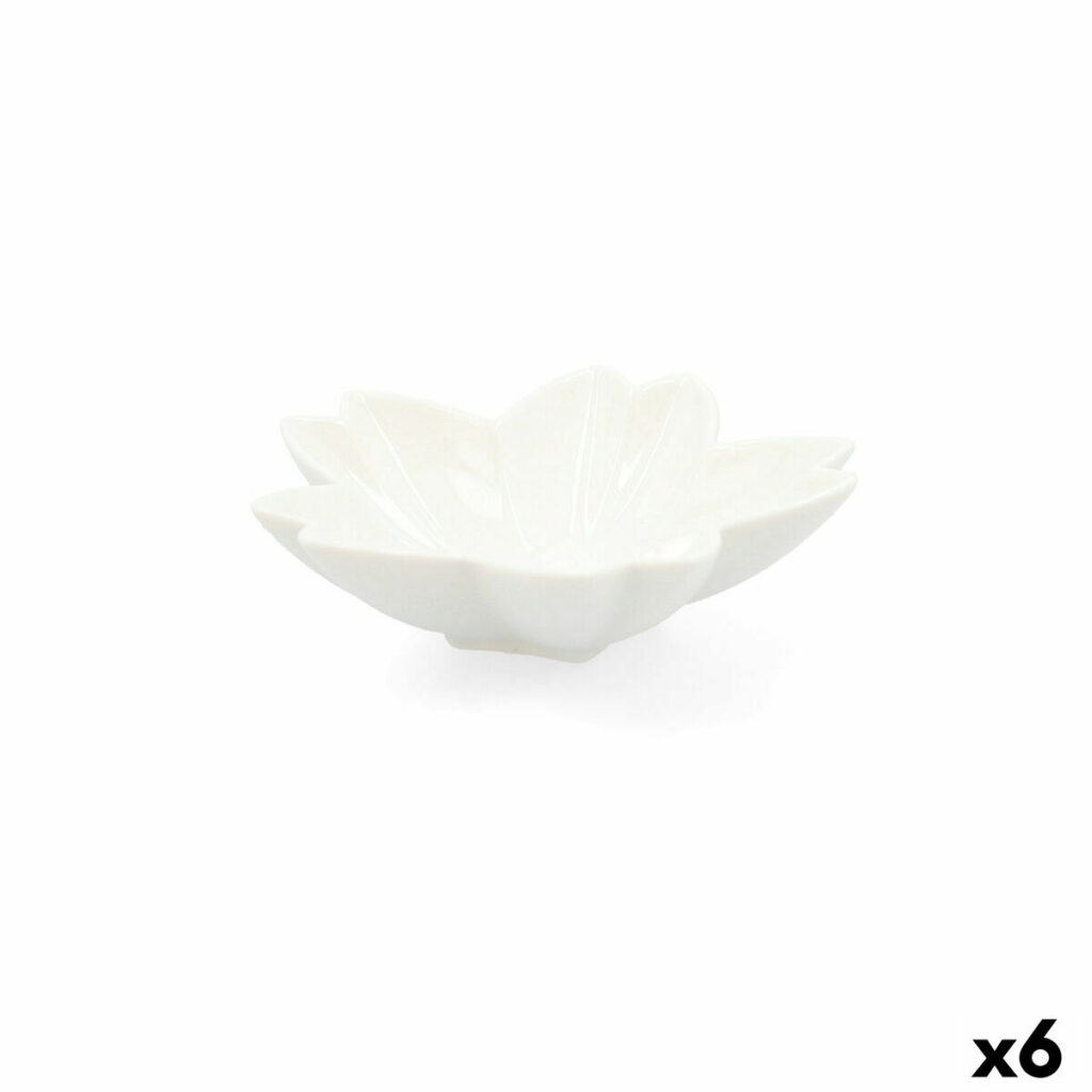 Δίσκος για σνακ Quid Select Λουλούδι Κεραμικά Λευκό (x6) (Pack 6x)