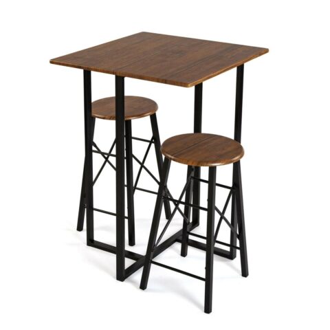 Σετ Τραπέζι με 2 Καρέκλες Versa Μαύρο 60 x 87 x 60 cm Μέταλλο PVC Ξύλο MDF