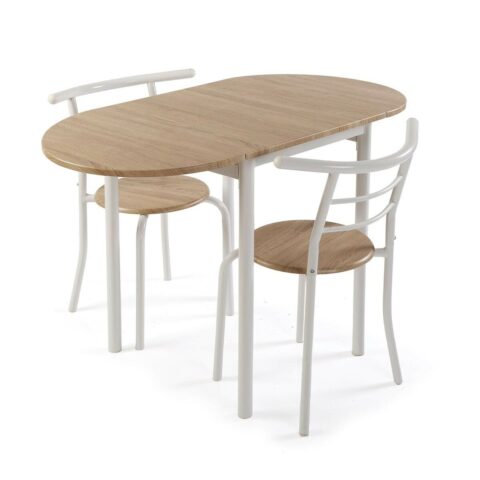 Σετ Τραπέζι με 2 Καρέκλες Versa Λευκό 55 x 77 x 61 cm Μέταλλο PVC Ξύλο MDF