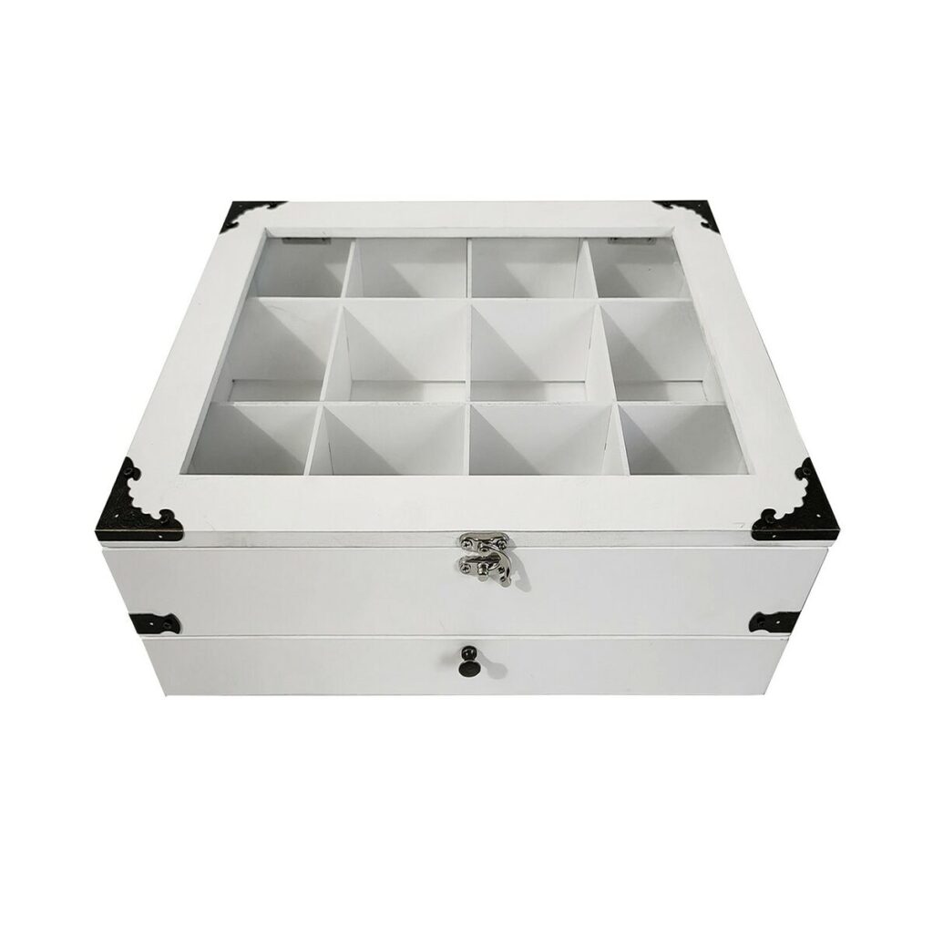 Κουτί-μπιζουτιέρα Versa Λευκό 26 x 11 x 34 cm Ξύλο MDF