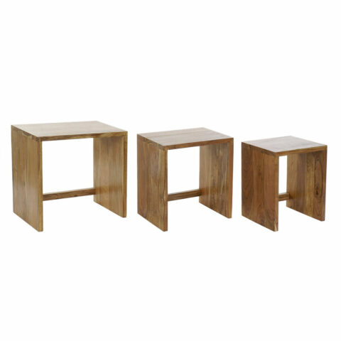Σετ με 3 τραπέζια DKD Home Decor Ξύλο ξύλο ακακίας Πλαστική ύλη 51 x 36 x 51 cm