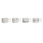 Σετ Κούπες Καφέ DKD Home Decor Μπλε Μέταλλο Λευκό 260 ml 4 Τεμάχια Dolomite