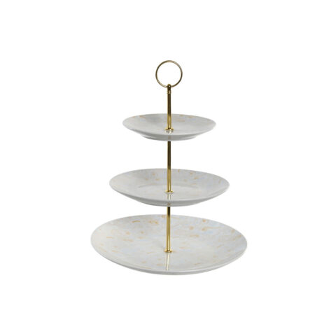 Μπολ για Φρούτα DKD Home Decor 27 x 27 x 34 cm Πορσελάνη Μπλε Ροζ Μέταλλο