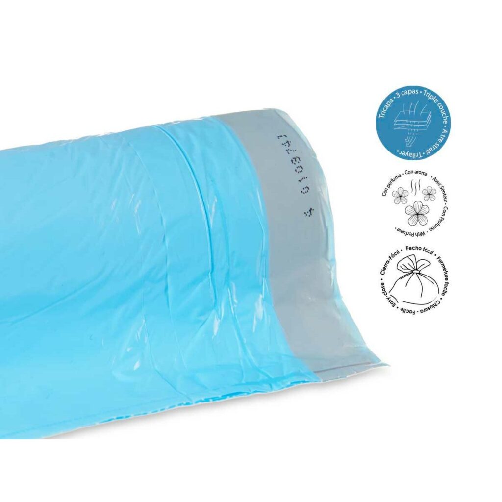 Τσάντες Σκουπιδιών Αυτο-κλείσιμο Καθαρά Ρούχα Μπλε πολυαιθυλένιο 30 L