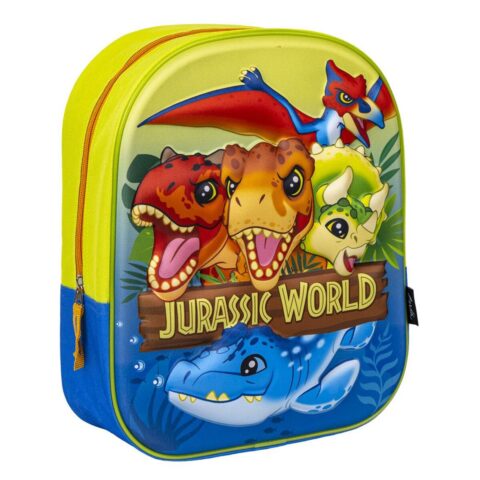 Σχολική Τσάντα 3D Jurassic Park Μπλε Ανοιχτό Πράσινο 25 x 31 x 10 cm