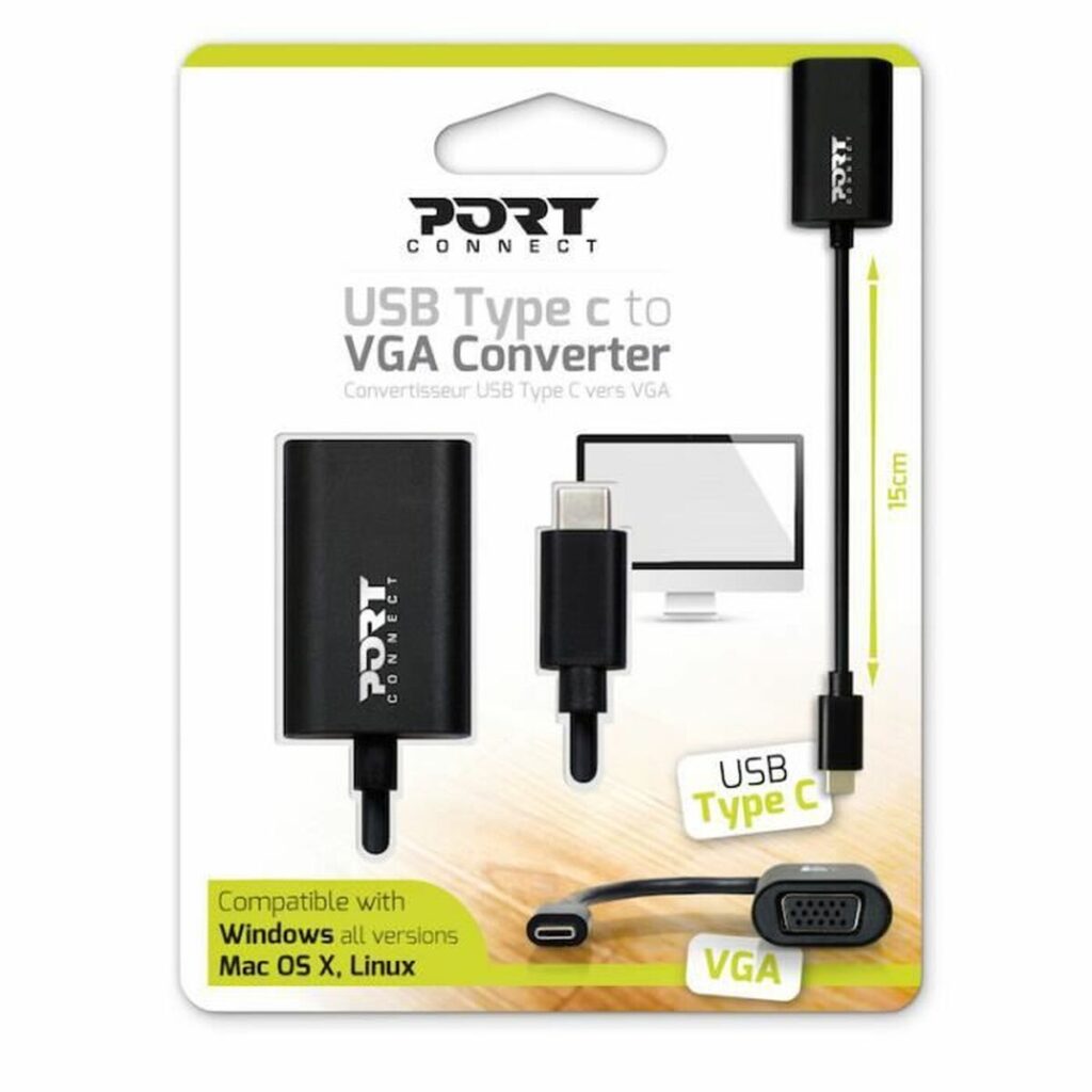 Αντάπτορας USB C σε VGA Port Designs 900125 Μαύρο