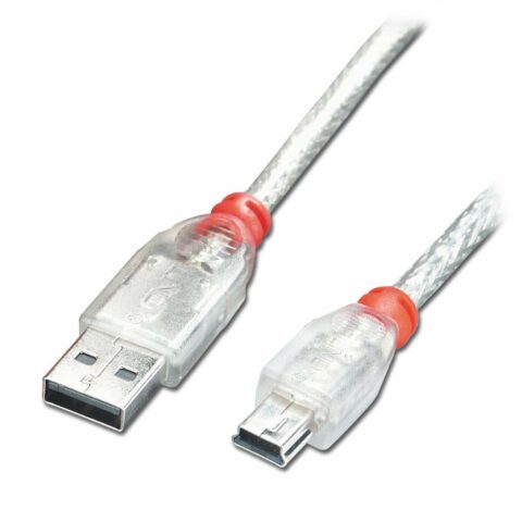 Καλώδιο USB 2.0 A σε Mini USB Β LINDY 41782 Γκρι Διαφανές 1 m