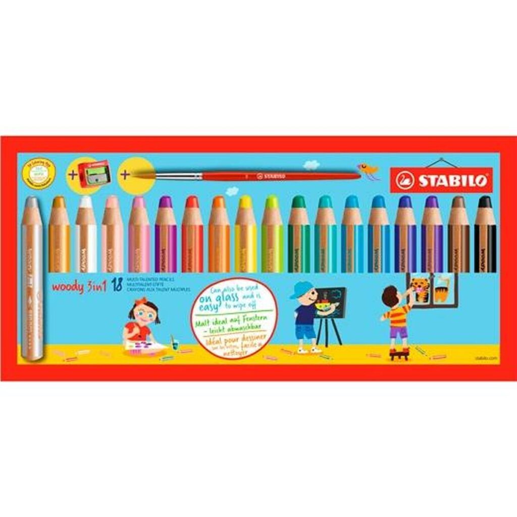 Χρωματιστά μολύβια Stabilo Woody 3 in 1 3-σε-1 Πολύχρωμο