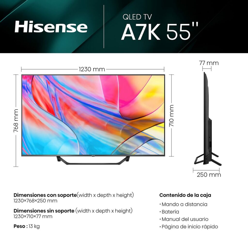 Smart TV Hisense 55A7KQ 55" 4K ULTRA HD QLED WI-FI 55" 4K Ultra HD QLED