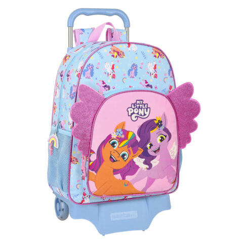Σχολική Τσάντα με Ρόδες My Little Pony Wild & free Μπλε Ροζ 33 x 42 x 14 cm