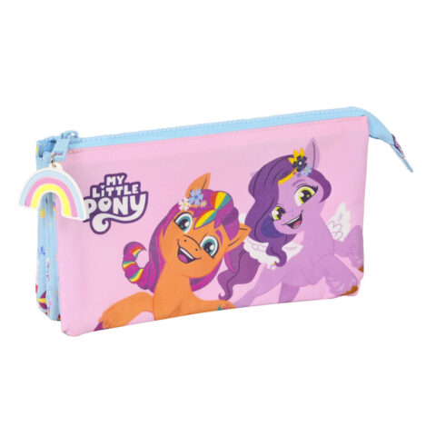 Τριπλή Κασετίνα My Little Pony Wild & free Μπλε Ροζ 22 x 12 x 3 cm