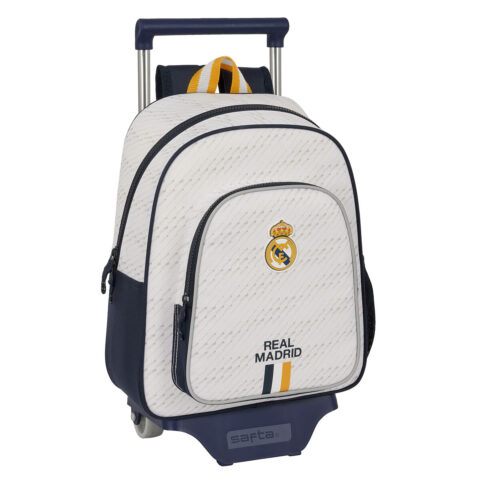 Σχολική Τσάντα με Ρόδες Real Madrid C.F. Λευκό 28 x 34 x 10 cm
