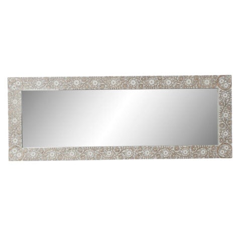Τοίχο καθρέφτη DKD Home Decor Λευκό Φυσικό Κρυστάλλινο Ξύλο από Μάνγκο Ξύλο MDF Ινδός Μαρινάτος 170 x 3 x 63 cm