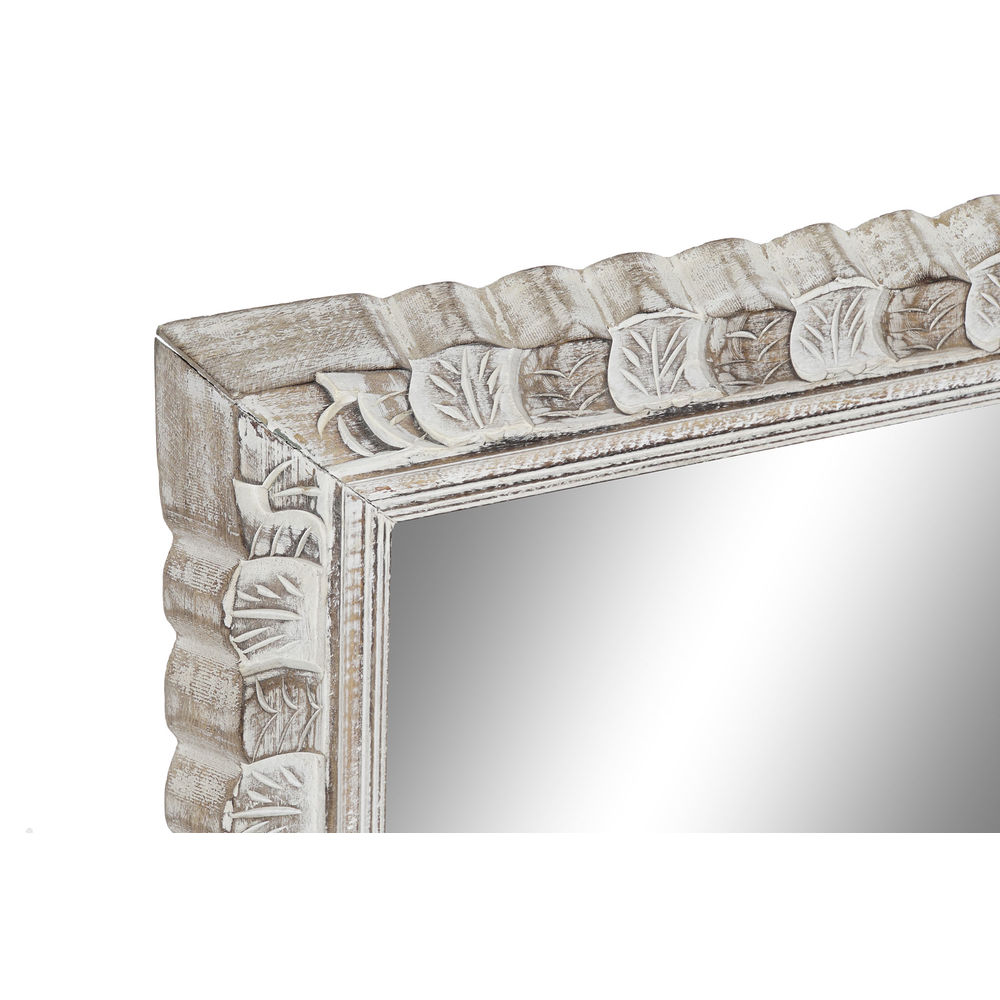 Τοίχο καθρέφτη DKD Home Decor 8424001849895 Λευκό Φυσικό Κρυστάλλινο Ξύλο από Μάνγκο Ξύλο MDF Ινδός Μαρινάτος 178 x 6 x 52 cm